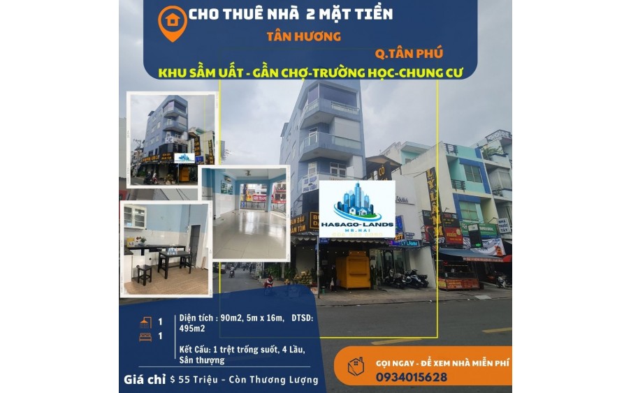 CỰC HIẾM- Cho thuê Tòa nhà mặt tiền Nguyễn Thị Tú 240m2, 4Lầu+ST-THANG MÁY